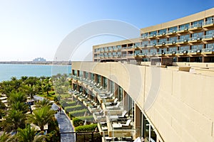The modern luxury hotel on Palm Jumeirah man-made island