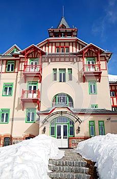 Modern luxury hotel at ski resort