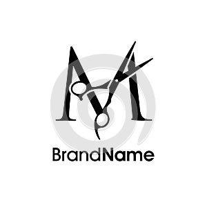 modern and Luxury Initial M Scissors Logo