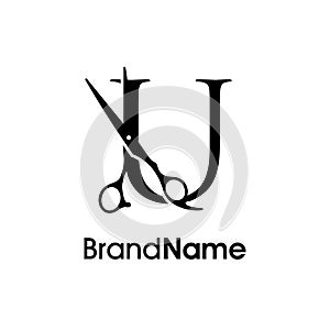 modern and Luxury Initial U Scissors Logo