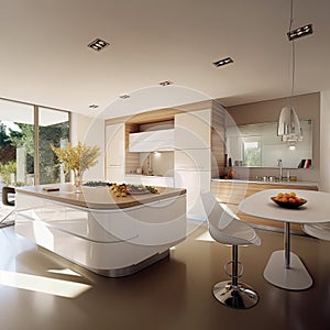 Modern luxury interior Design kitchen room,Kitchen in newly constructed luxury home,AI generated