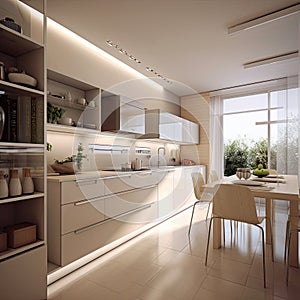 Modern luxury interior Design kitchen room,Kitchen in newly constructed luxury home,AI generated