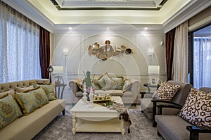 Modern luxury interior home design parlor living room villa