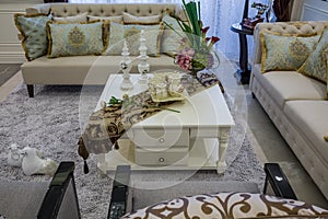 Modern luxury interior home design teapoy sofa parlor living room villa