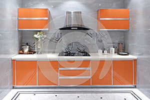 Modern luxury kitchen Orange cabinet