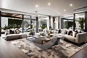 Modern luxury in this living area where plush sofas and pillows invite comfort.