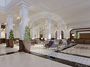 Modern luxury lobby hotel interior with luxurious furniture