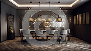 Modern luxury loft apartment with elegant interior design and comfortable lighting generated by AI