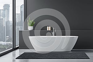 Modern luxury penthouse bathroom interior view bath bathtub apartment stylish design contemporary minimalism room villa