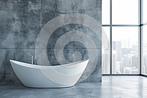 Modern luxury penthouse bathroom interior view bath bathtub apartment stylish design contemporary minimalism room villa