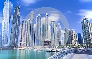 Modern and luxury skyscrapers in Dubai Marina