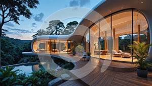 Modern Luxury Villa with Infinity Pool at Twilight