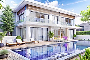 Modern luxury villa with pool and deck (1