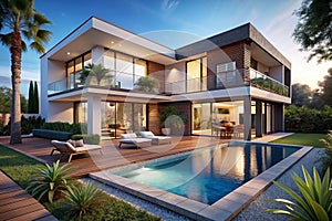 Modern luxury villa with pool and deck (3