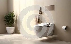 Modern Luxury Wall-Hung Toilet Bowl with Closed Seat.