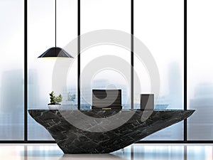 Modern luxury working table with black marble stone 3D rendering image photo