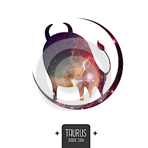 Modern magic witchcraft card with astrology Taurus zodiac sign. Taurus silhouette with  space inside