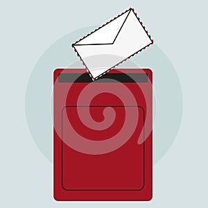 Modern mail concept. Red mailbox with envelope. Communication Vector illustration.