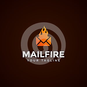 Modern Mail and Fire Logo Design Template
