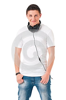 Modern man with headphones
