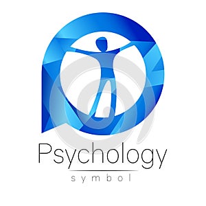 Modern man Logo Sign of Psychology. Human in a circle. Creative style.