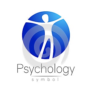 Modern man Logo Sign of Psychology. Human in a circle. Creative style. Icon in vector. Design concept. Brand company