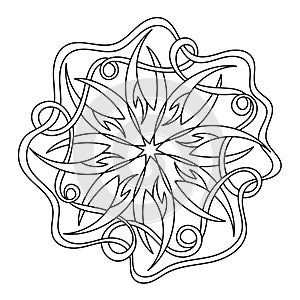 Modern Mandala. Adult Coloring Book. Floral pattern and interweaving of ribbons . Hand drawn illustrations