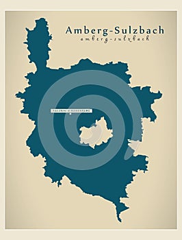 Modern Map - Amberg-Sulzbach county of Bavaria DE photo