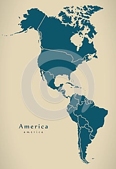 Modern Map - America with all countries complete photo