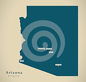 Modern Map - Arizona USA illustration