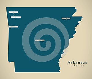 Modern Map - Arkansas USA illustration