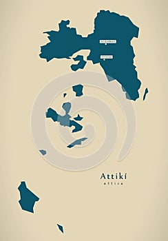 Modern Map - Attiki Greece GR