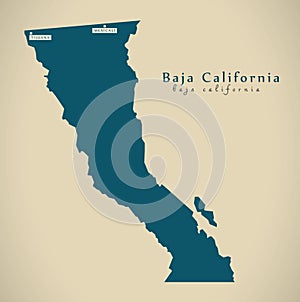 Modern Map - Baja California Mexico MX