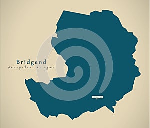 Modern Map - Bridgend Wales UK