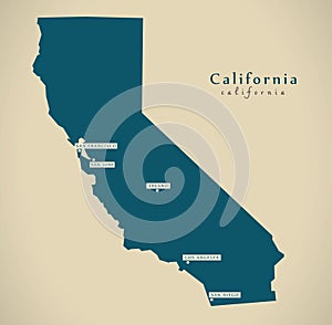 Modern Map - California USA illustration