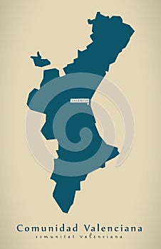 Modern Map - Comunidad Valenciana Spain ES photo
