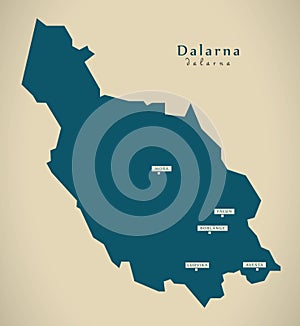 Modern Map - Dalarna Sweden SE