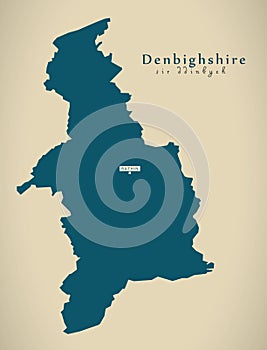 Modern Map - Denbighshire Wales UK