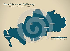 Modern Map - Dumfries and Galloway UK Scotland