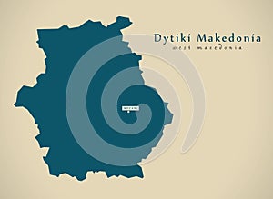 Modern Map - Dytiki Makedonia Greece GR