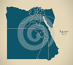 Modern Map - Egypt with governorates EG