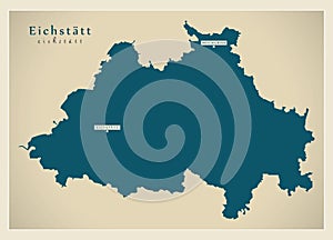 Modern Map - Eichstaett county of Bavaria DE