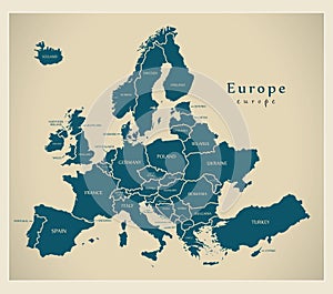 Modern Map - Europe with countries and labels