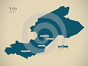 Modern Map - Fife UK Scotland