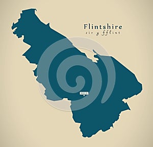 Modern Map - Flintshire Wales UK