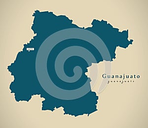 Modern Map - Guanajuato Mexico MX