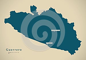 Modern Map - Guerrero Mexico MX