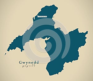 Modern Map - Gwynedd Wales UK