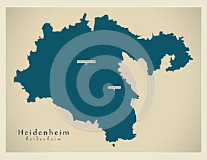 Modern Map - Heidenheim county of Baden Wuerttemberg DE photo