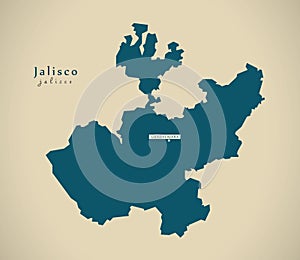 Modern Map - Jalisco Mexico MX photo